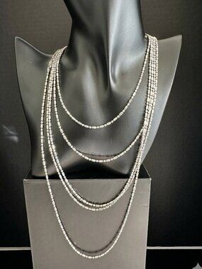 Milor Italy 925 Sterling Silver Bead Chain 100” – 35g Extra Long Necklace / Doub